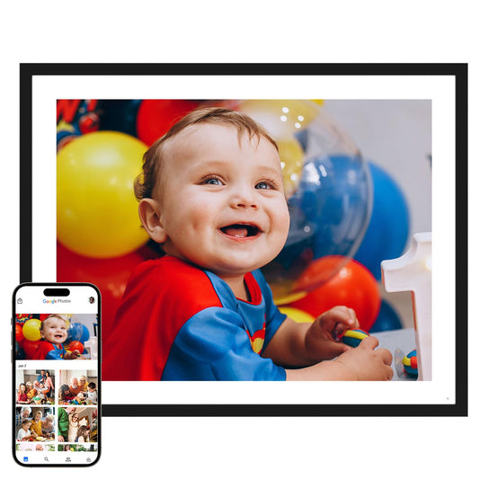 Digital Picture Frame Large 17 Inch Digital Photo Frame Share Pictures via Email Google Photos Web Browser App Electronic Picture Frame Slideshow Free Unlimited Storage Video Picture Frame Mat